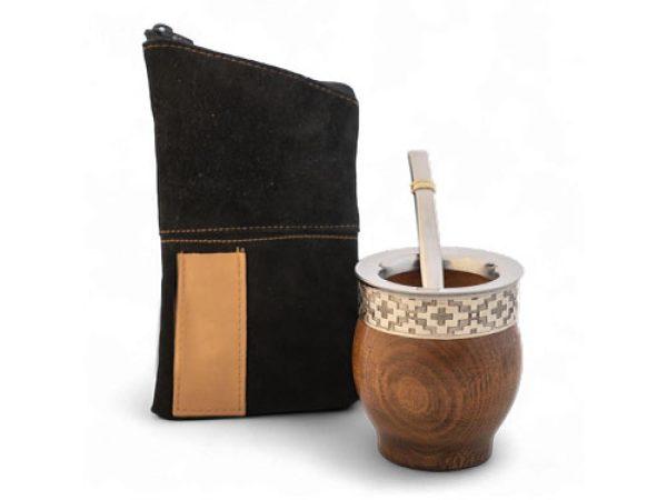 Set De Mates Bombilla Y Yerbera De Cuero - Imagen 3