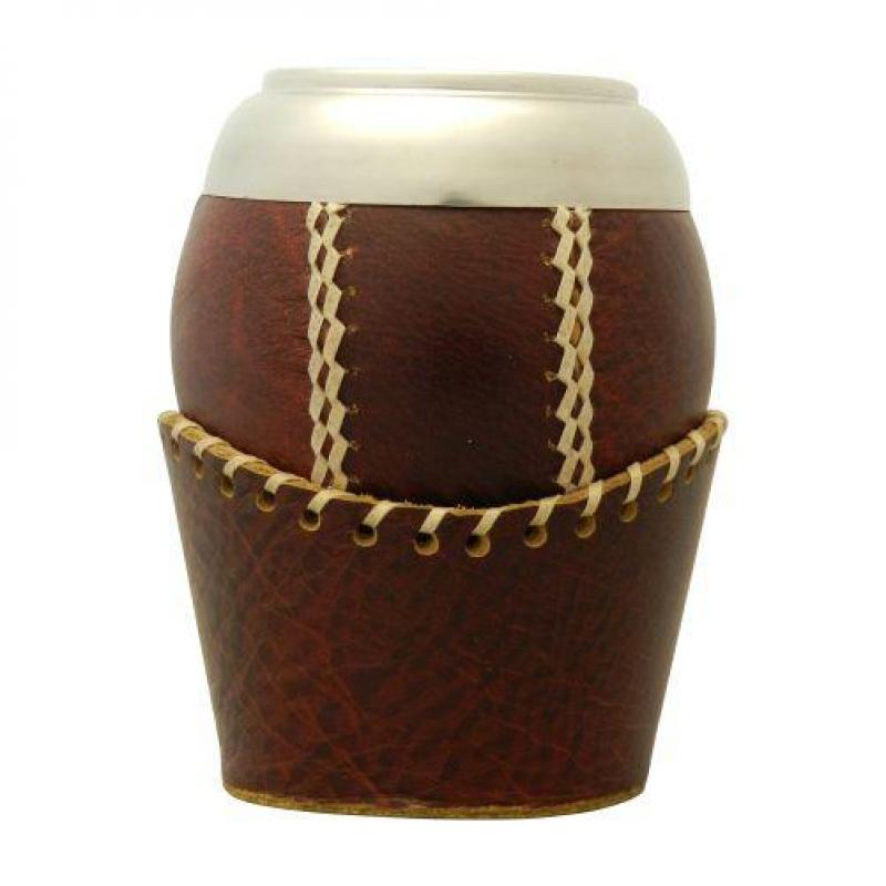 Mate Poro Uruguayo Forrado en Cuero y Base de Cuero