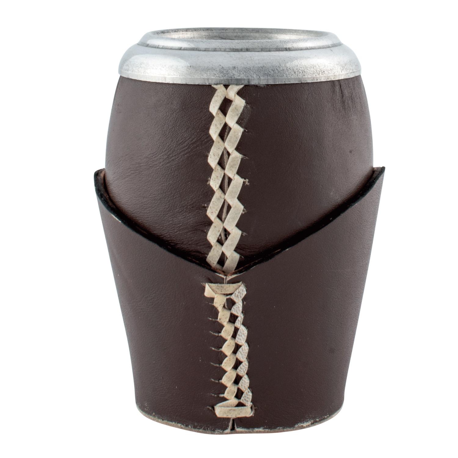 Mate Poro Uruguayo Forrado en Cuero y Base de Cuero - Imagen 2