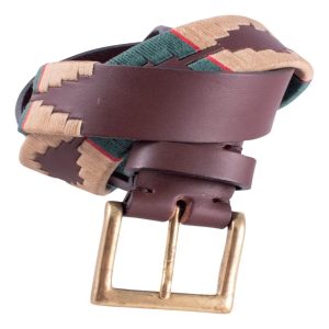 Cinto Cuero Engrasado Bordado En Puntas