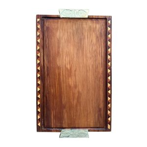 Tabla CUADRADA Taraceada con manijas de Alpaca