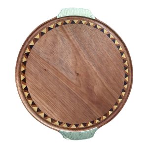 Tabla REDONDA Taraceada con manijas de Alpaca
