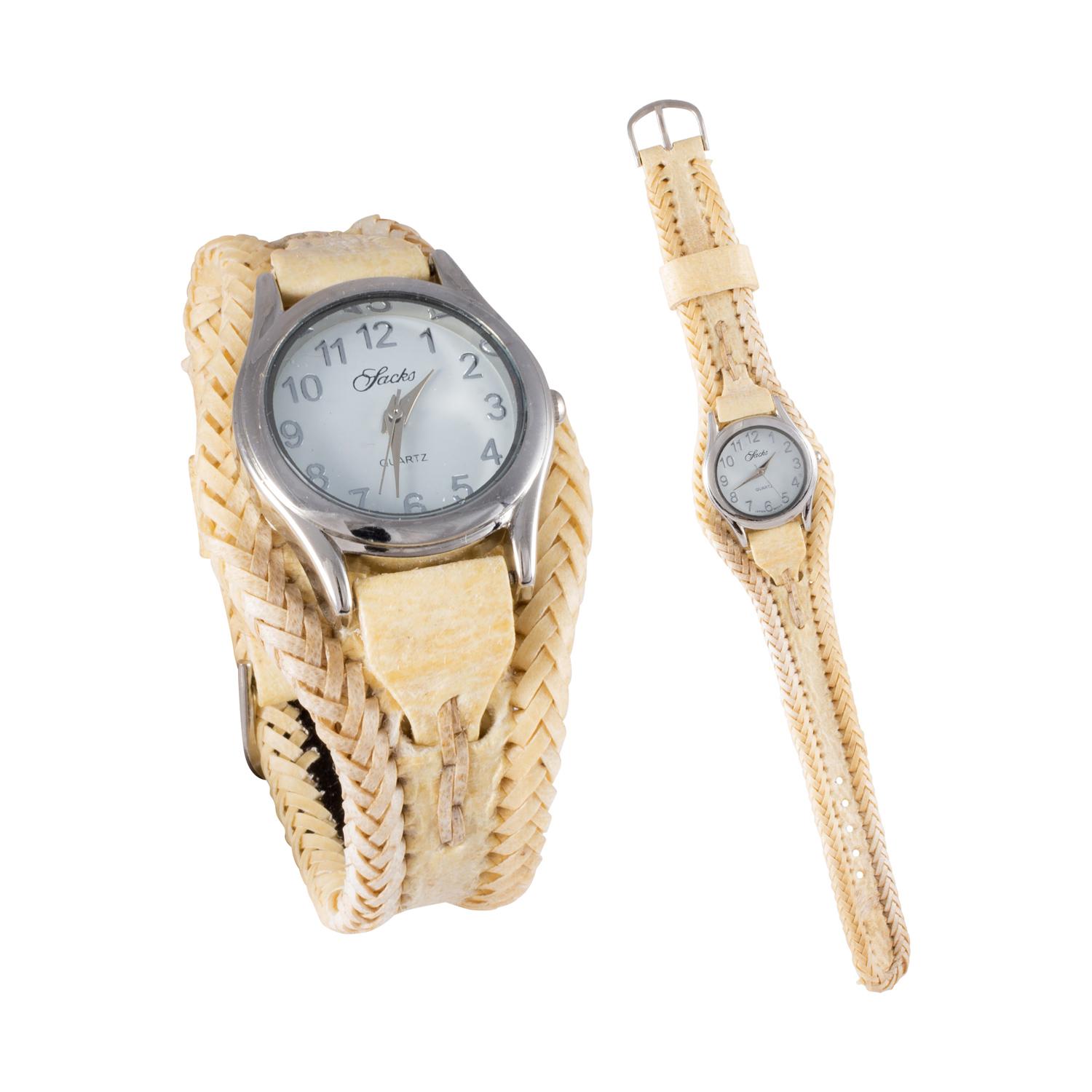 Reloj Con Malla De Cuero Crudo Dama - Imagen 2