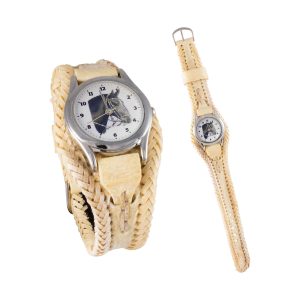 Reloj Con Malla De Cuero Crudo Dama
