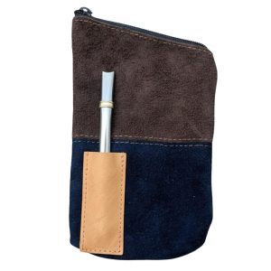 Yerbera cuero descarne con Porta Bombilla, en varios colores
