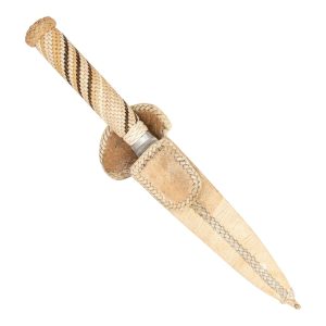 Cuchillo Trenzado Común 10Cm Acero Inox Vaina Cuero Crudo Común