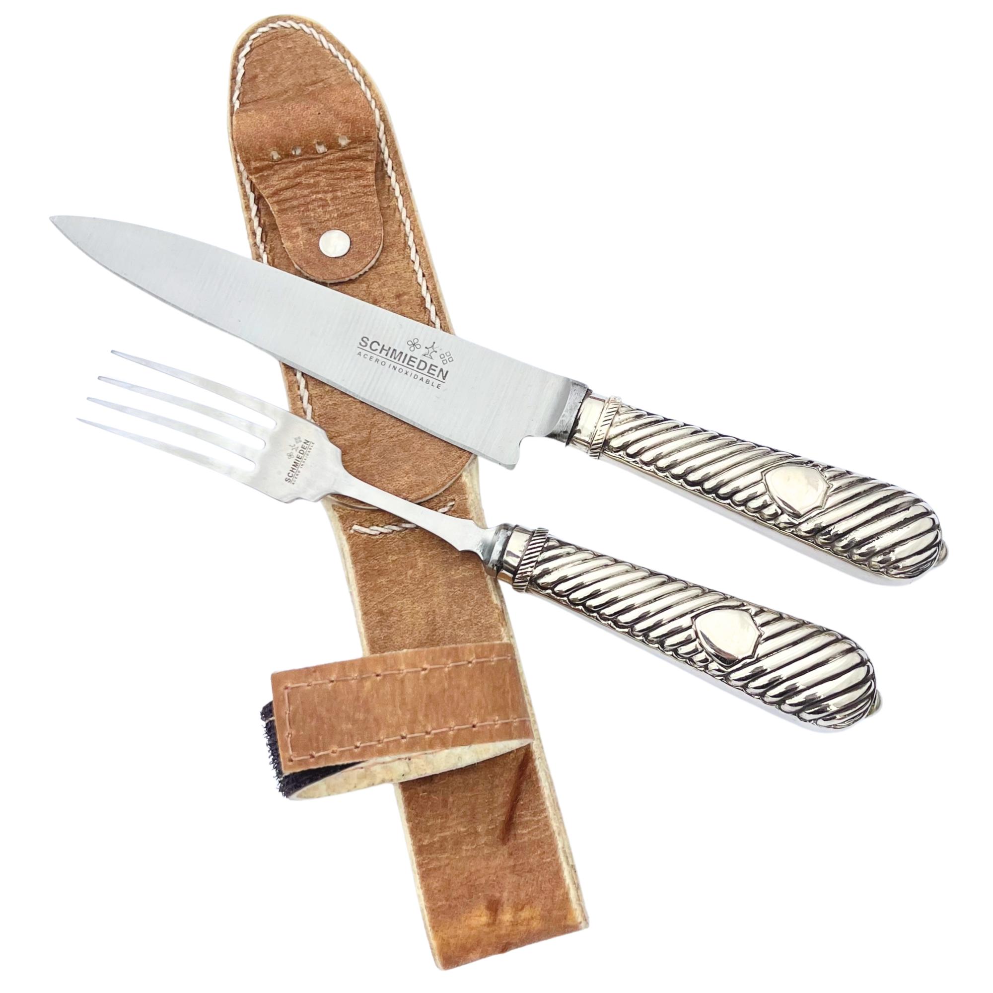 Juego De Cubierto Individual Fino Cuchillo Y Tenedor Alpaca Galloneada SCHMIEDEN - Imagen 3