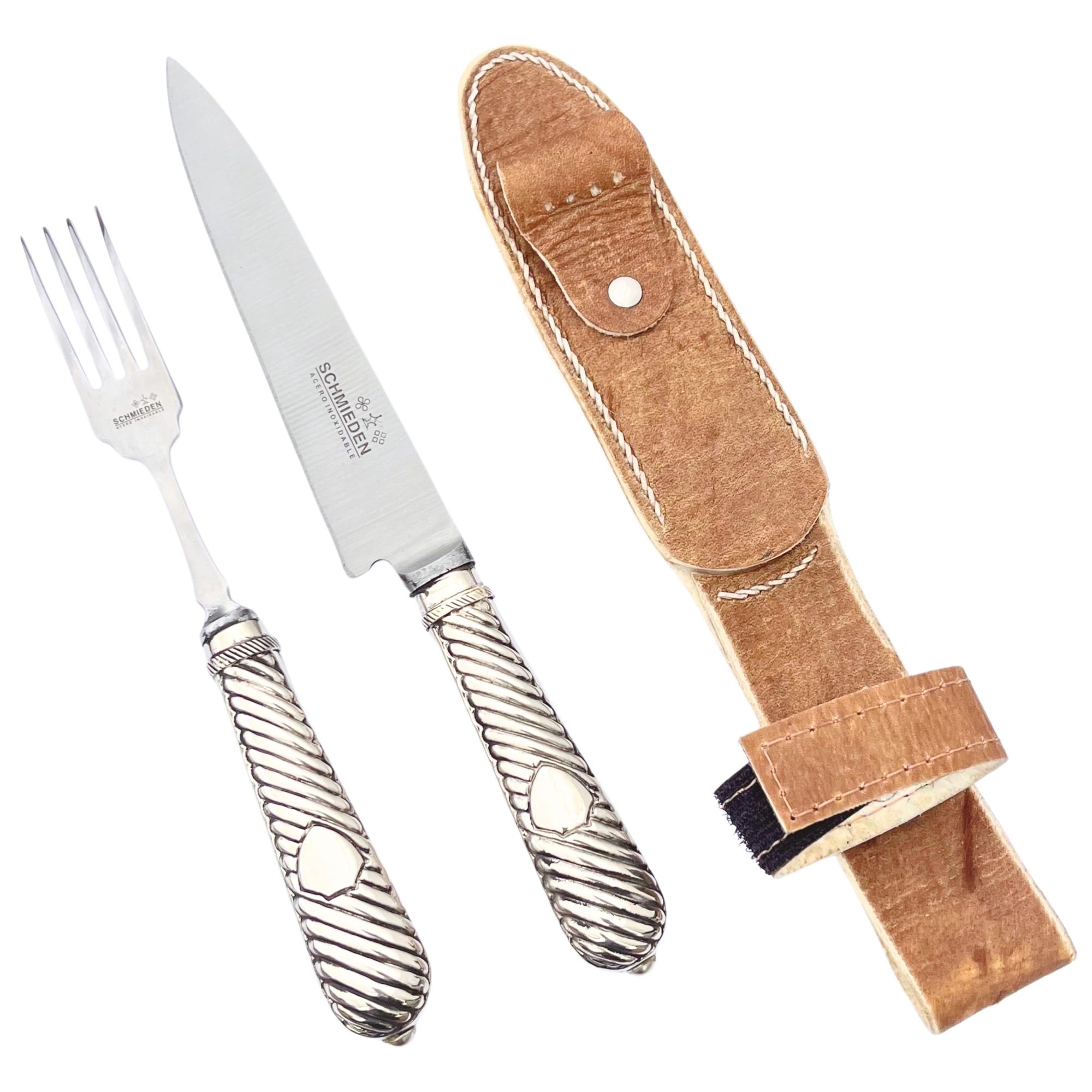 Juego De Cubierto Individual Fino Cuchillo Y Tenedor Alpaca Galloneada SCHMIEDEN - Imagen 2