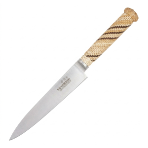 Cuchillo Trenzado Común 16Cm Acero Inox Vaina Cuero Crudo Común