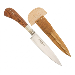 Cuchillo Madera Puntera De Alpaca Con Iserto Fino Con Hoja Pampeana