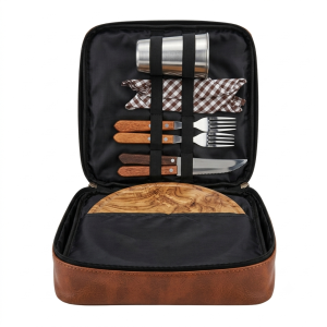 Set de Asado Para 2 Personas Estuche de Símil Cuero