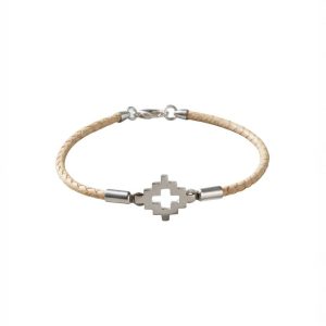 Pulsera De Cuero Crudo Trenzado Con Dije