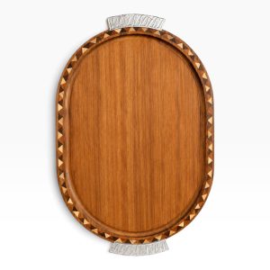 Tabla OVALADA Taraceada con manijas de Alpaca