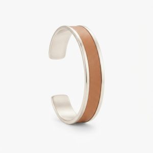 Pulsera Delgada Fina De Alpaca y Cuero