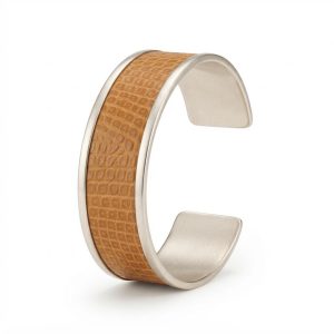 Pulsera Angosta Fina De Alpaca y Cuero